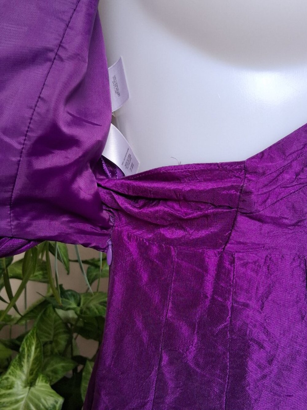 Jones NY Purple 100% Silk Iridescent Taffeta Wrap Midi Dress Wedding Cocktail 12 - Picture 6 of 12